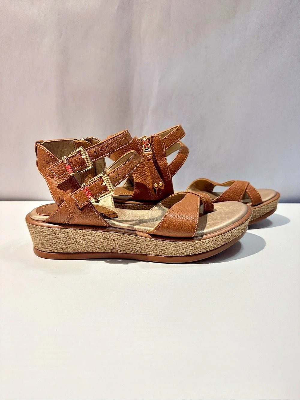 Lucca Lane Brown Leather Wedge Sandals